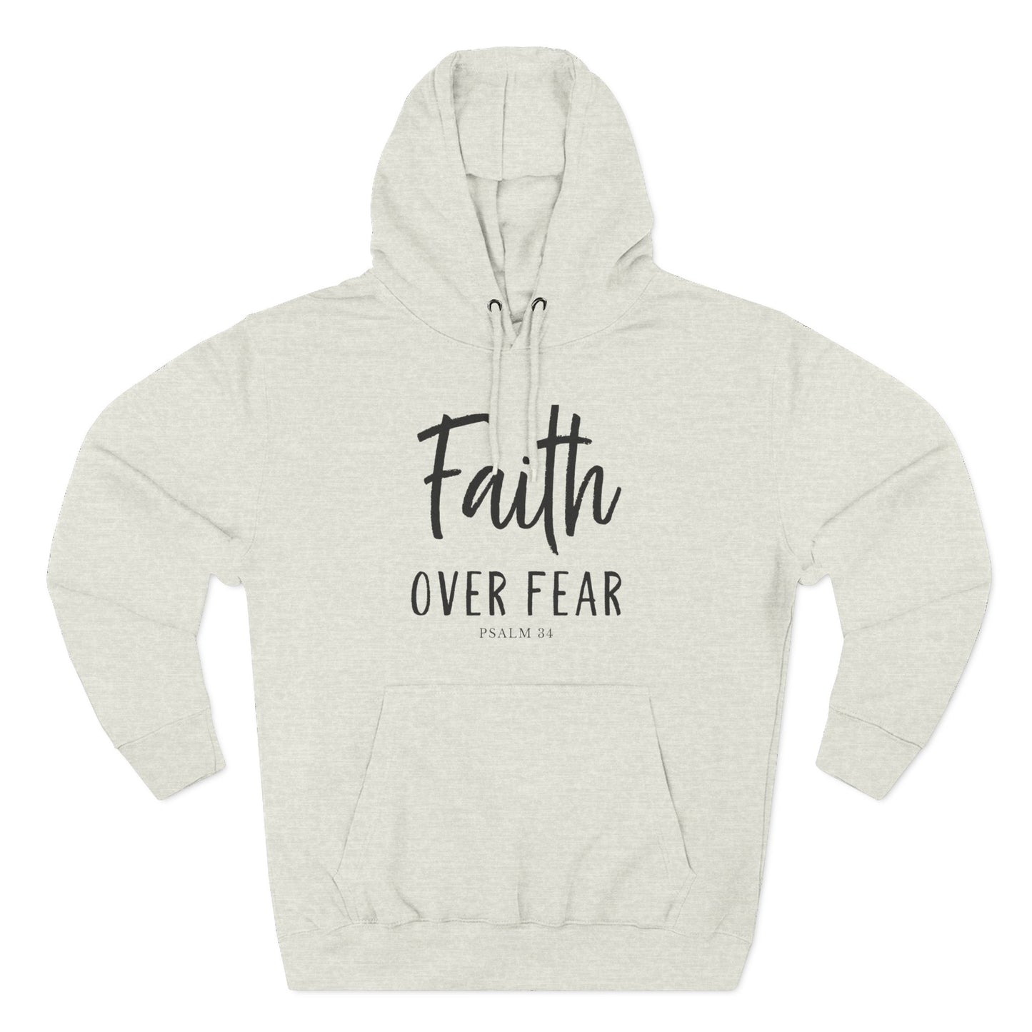 Faith Over Fear – Christian Fleece Hoodie for Women (Psalm 34)
