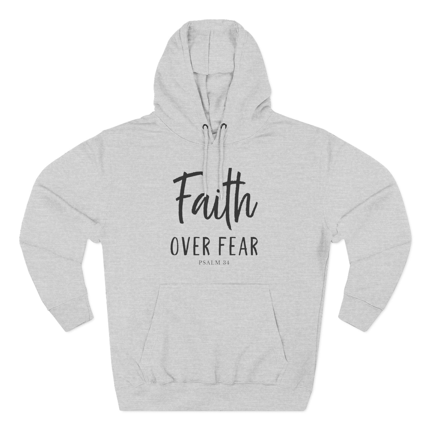 Faith Over Fear – Christian Fleece Hoodie for Women (Psalm 34)