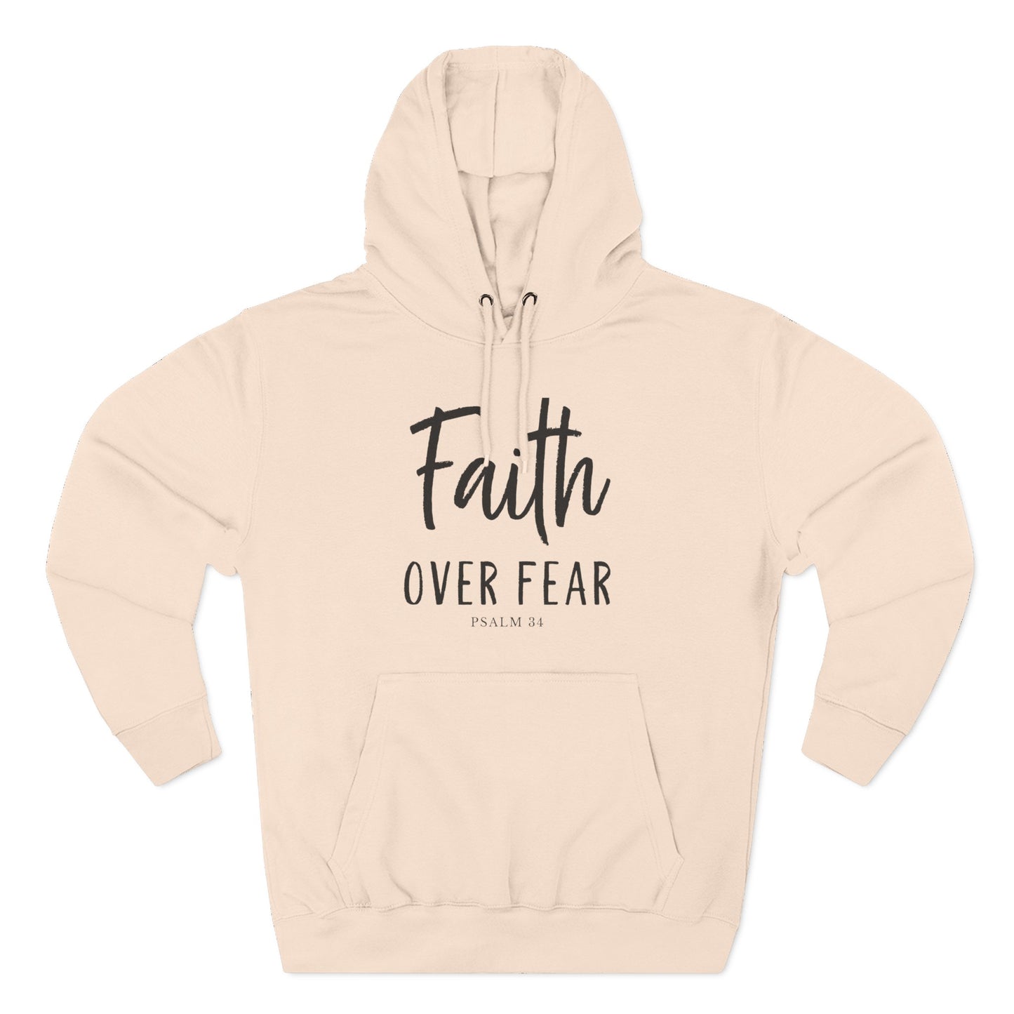 Faith Over Fear – Christian Fleece Hoodie for Women (Psalm 34)