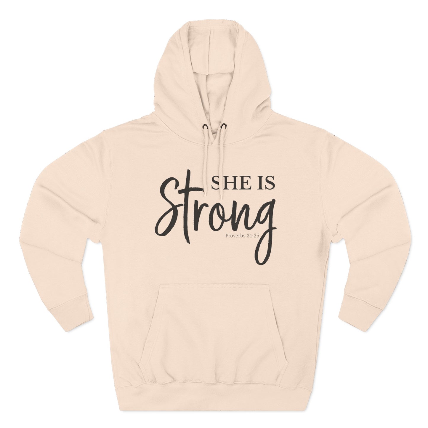 She Is Strong - Christian Fleece Hoodie for Women (Proverbs 31:25)
