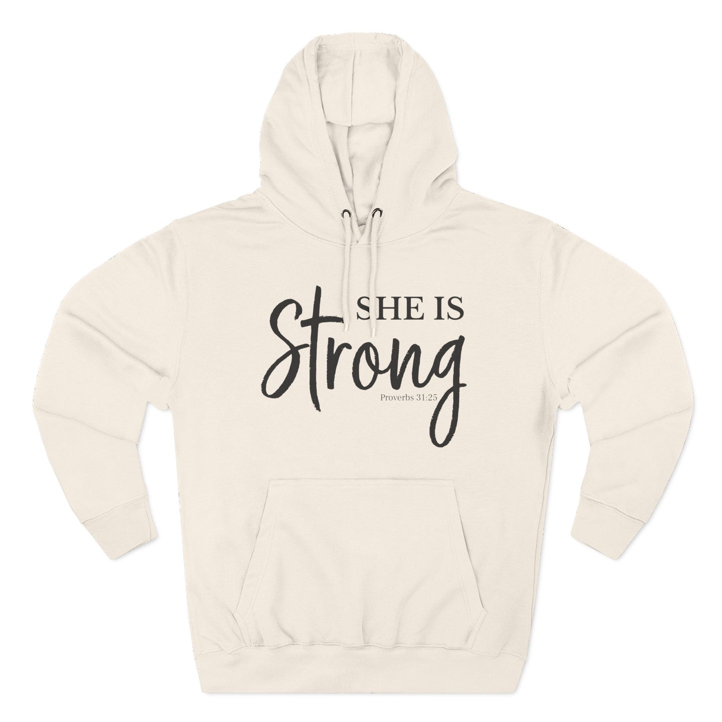 She Is Strong - Christian Fleece Hoodie for Women (Proverbs 31:25)