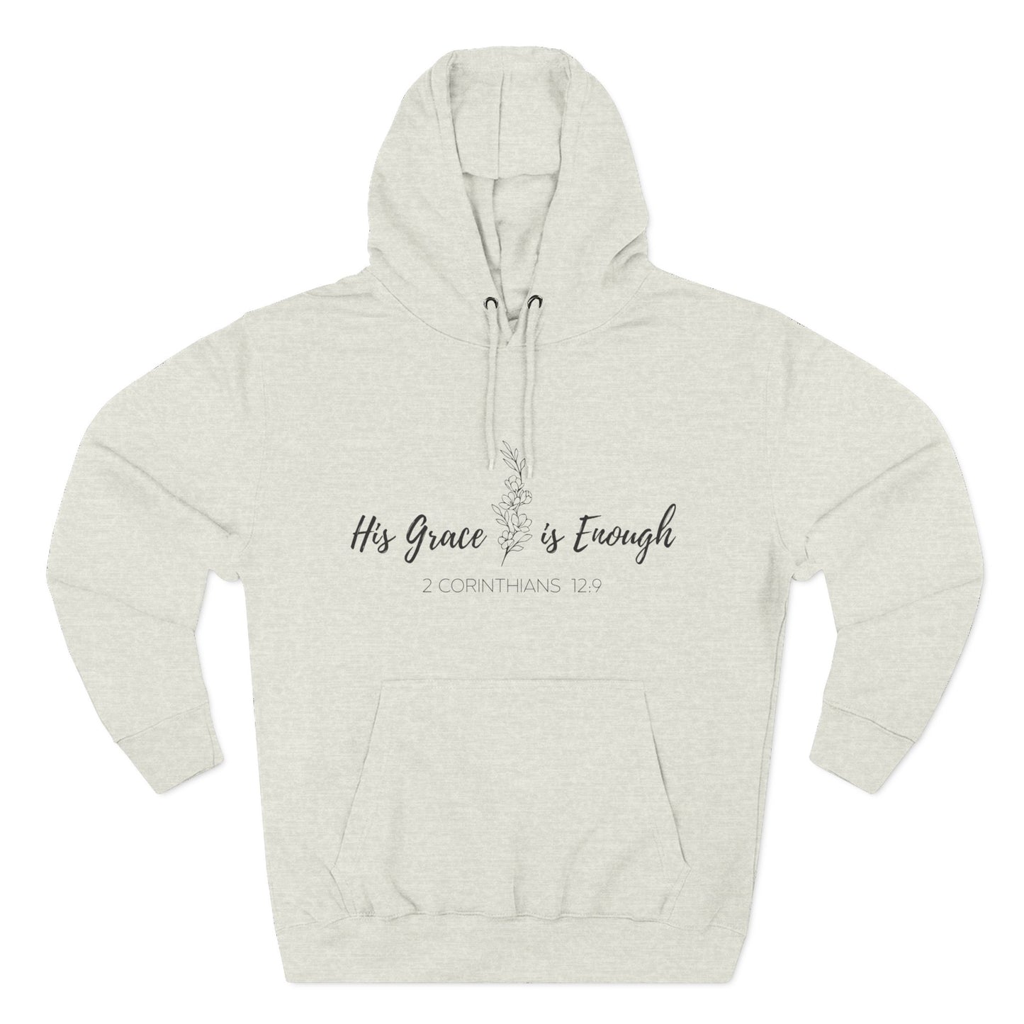 His Grace Is Enough – Christian Fleece Hoodie (2 Corinthians 12:9)