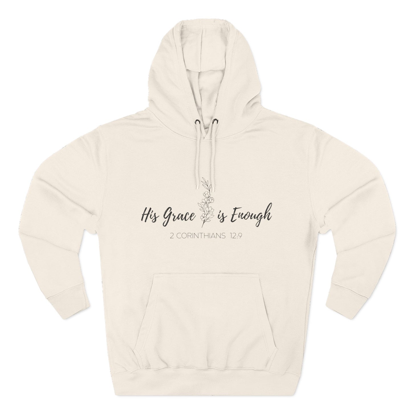 His Grace Is Enough – Christian Fleece Hoodie (2 Corinthians 12:9)