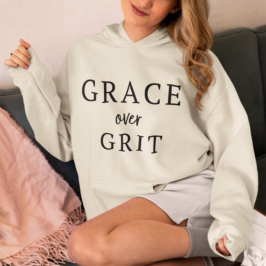 Grace Over Grit - Christian Fleece Hoodie for Women