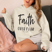 Faith Over Fear – Christian Fleece Hoodie for Women (Psalm 34)