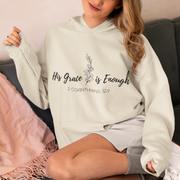 His Grace Is Enough – Christian Fleece Hoodie (2 Corinthians 12:9)
